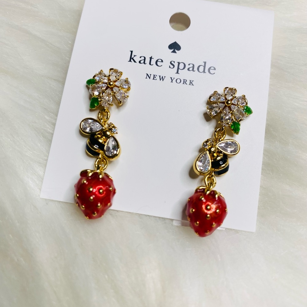 Kate Spade Strawberry Fields Statement Earrings New - Picture 2 of 3